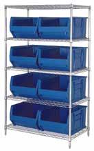 74"H 6 shelves and 15 MDRQUS953 23-7/8"L x 11"W x 10"H bins MDRQWR6954 24"W x 36"L x 74"H 6 shelves and 10 MDRQUS954 23-7/8"L x 16-1/2"W x 11"H bins MDRQWR5955 24"W x 42"L x 74"H 5 shelves and 8