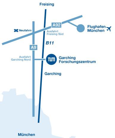 From the airport From Munich Airport, you can reach the Garching research center (campus) via the A92 (toward Munich). Take the Neufahrn interchange toward Munich (A9) and exit at Garching Nord.