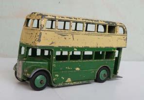23 29c Double-deck Bus, green lower, cream upper panels. No advertisements. AEC grille.