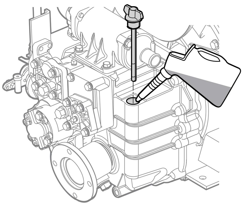BEFORE YOU OPERATE Checking Marine Gear Oil (1) (3) (4) Figure 10 (2) 0004491 Note: 4JH4-TE with KMH4A marine gear shown. 1. Make sure engine is level. 2.