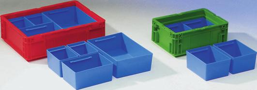 i BLUE PPL BLACK Euro containers Polypropylene resistant to most oils, acids and alkalis, capable of withstanding temperatures from -20 to +100 Celsius Can be combined in 4 sizes with Euro containers
