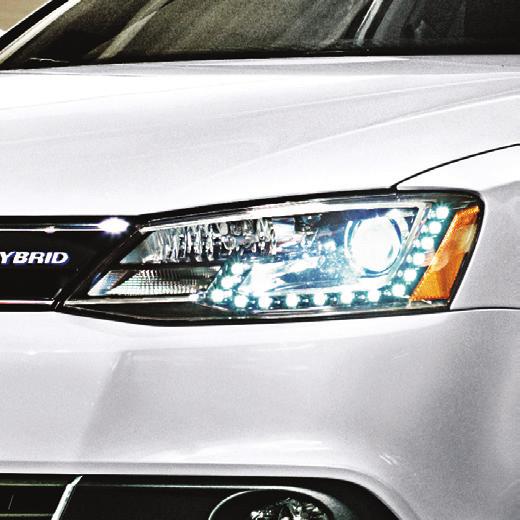 Key Features Features Available Bi-Xenon headlights with LED Daytime Running Lights and tail lights ** The Jetta Turbocharged Hybrid is designed to go