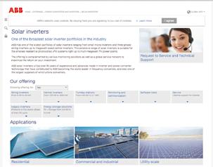 Website Solar power solutions Website Solar inverters ABB provides the widest portfolio of products, solutions and services available in the photovoltaic industry.