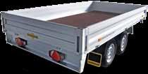 Tandem wheels-in trailer HT 1 V drawbar, hot-dip galvanised 2 13-pin plug and reversing light 3 Floor plate 18 mm thick 4