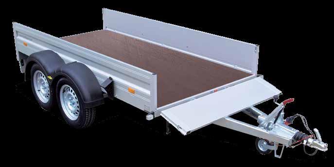 Tandem flatbed trailer HA Accessories (optional) Drop sides with optional rail 2 prop