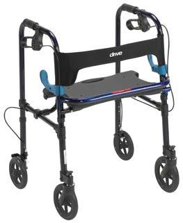 Comes with flip-up seat with built-in carry handle. Allows individual to be seated or use as traditional walker. Easily folds with patented side-paddle release.