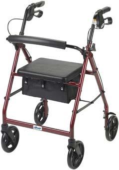 A B C D Aluminum Rollator, 7.5" Casters Fold-up and Removable Back Support, Padded Seat, Loop Locks R728BL Blue 1/cs R728RD Red 1/cs Comes with new seamless padded seat (Figure A).