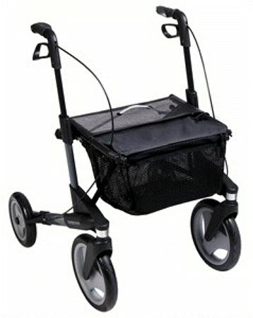6 st 125 kg A large wheeled lightweight walker that is very easy to use and folds flat for storage or transportation.