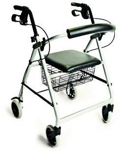 The handles have a comfortable ergonomic design and the loop brakes lock in position for added security. A rest seat is included as standard and the basket is ideal for carrying items during use.