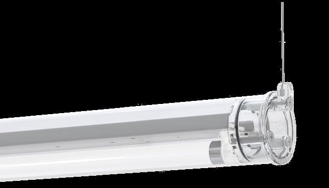 Tubo 50 Included Clear power supply base Surface-mounted or pendant luminaire with tubular shockresistant clear polycarbonate diffuser with 50mm