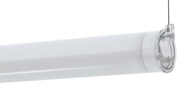 Tubo 50 Frost Included Clear power supply base Pendant luminaire with tubular shock-resistant frosted polycarbonate diffuser with 50mm diameter.