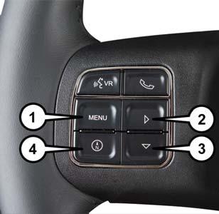 GETTING TO KNOW YOUR INSTRUMENT PANEL The system allows the driver to select information by pushing the following buttons mounted on the steering wheel: Instrument Cluster Display Control Buttons 1