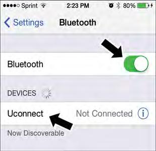 ELECTRONICS Pair Your iphone: To search for available devices on your Bluetooth enabled iphone: 1. Press the Settings button. 2. Select Bluetooth. Ensure the Bluetooth feature is enabled.