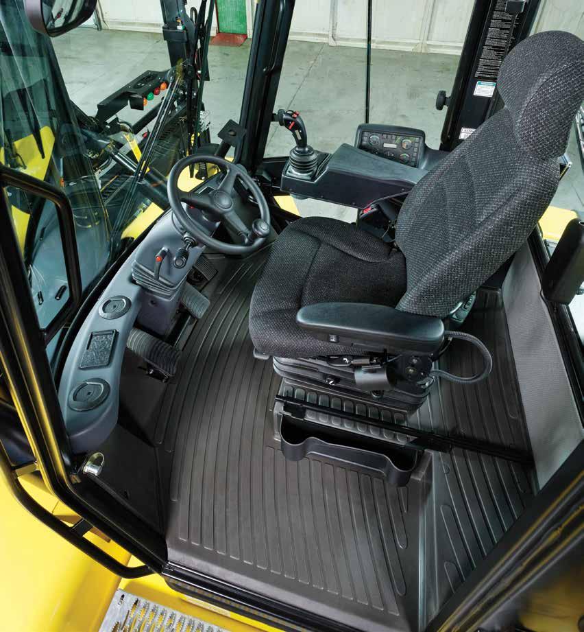 ergonomics DESIGNED FOR OPERATOR COMFORT As in all Hyster container handlers, operator controls are conveniently placed within a spacious cab for maximum comfort to increase operator productivity.
