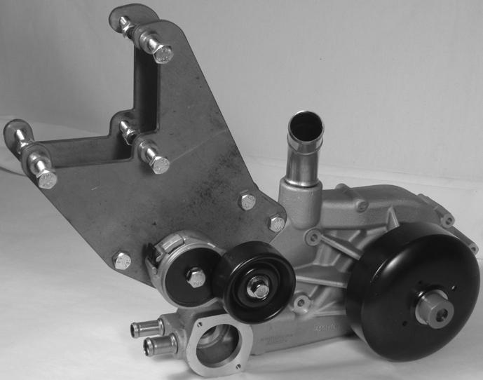 This bracket is designed to replace the factory A.C. compressor with an aftermarket Sanden compressor. A.C. compressor is driven off the factory inner four groves of the LS1 harmonic balancer.