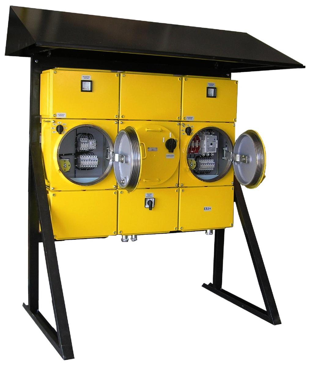 and distribution units For use in underground mines Cable entries available: Direct : cable glands, Indirect : via Ex e enclosure multiwire bushing, conductor insulator CONSTRUCTION Enclosure: sheet