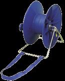 Reels WZ 300 Large plastic reel, blue, with metal holder/stand and neck strip, with spring-loaded locking device.
