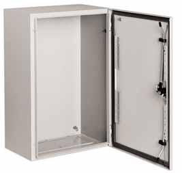 c External mechanical impact resistance: - IK 10 for enclosures with plain door. - IK 08 for enclosures with glazed door. c Enclosure supplied without galvanised 19" chassis.
