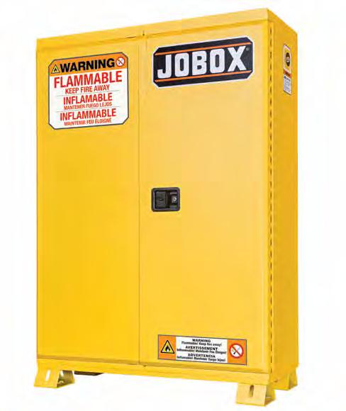 SELF-CLOSING SAFETY CABINETS With JOBOX Self-Closing Cabinets, users can work freely with peace of mind knowing that their flammable liquids will be secure.