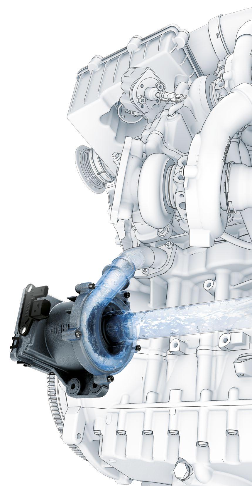 DEVELOPMENT Cooling Electrical 48-V Main Coolant Pump to Reduce CO 2 Emissions Mahle has developed an electrical main coolant pump for the 48-V on-board net.