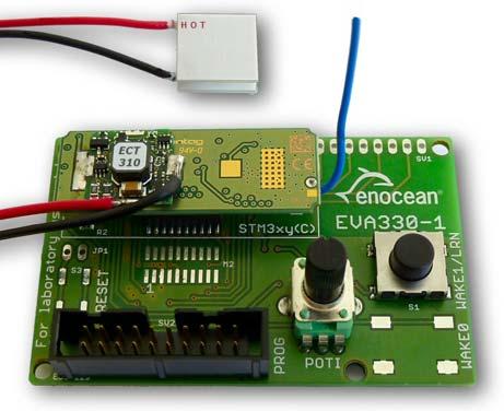 2.4 Evaluation with Development Kit EDK 312 For speedy evaluation of a thermally powered sensor, the ECT 310 can be simply soldered to the back of the STM 312.