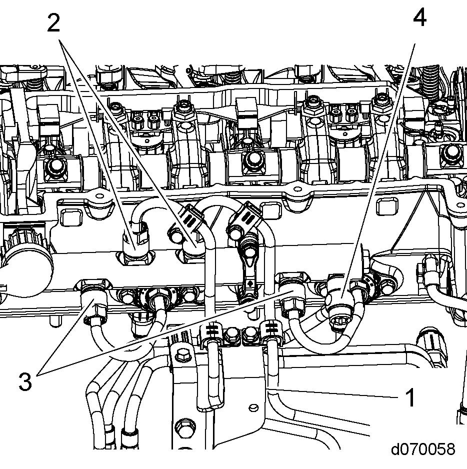 3 Installation of the Camshaft Housing NOTICE: Engine size/model year specific service kits, containing all of the necessary parts to replace the high pressure fuel rail feed lines have been released.
