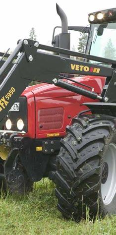 Veto s parallel linkage loaders have implement cylinders with through piston rods which give a higher emptying speed.