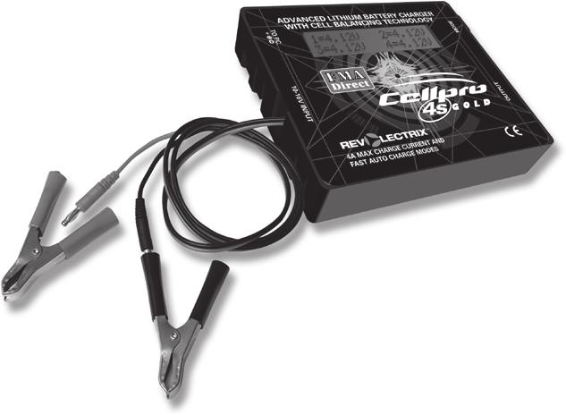 Cellpro 4s Gold Charger Model LIPOCH4S04-GOLD, for use with LiPo, Li-Ion and A123 battery packs with node connectors Automatic and manual charging at up to 4A with cell balancing and overcharge