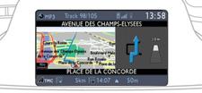Multifunction screens Displays in the emyway satellite navigation colour screen This displays the following information: - time, - date, - audio functions, - navigation system information.