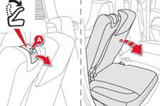Comfort Fully-folded position 3 Move the corresponding front seat forward if necessary. Put the rear seat in the fully back position. Place the head restraints in the low position.