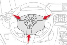 Horn Audible warning to alert other road users to an imminent danger. F Press one of the spokes of the steering wheel.