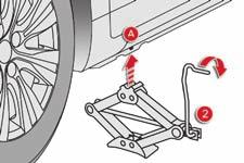 Practical information F Position the foot of the jack 2 on the ground, ensuring that it is directly below one of the front A or rear B jacking points provided on the