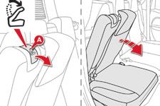 Comfort Fully-folded position F Move the corresponding front seat forward if necessary. F Put the rear seat in the fully back position. F Place the head restraints in the low position.