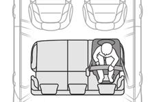 Child safety Child seat at the rear Rearward facing Forward facing When a rearward facing child seat is installed on a rear passenger seat, move the vehicle's front seat forward and straighten the