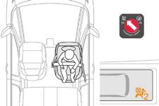 Child safety Child seat in the front* Rearward facing Forward facing When a rearward facing child seat is installed on the front passenger seat, adjust the seat to the intermediate longitudinal