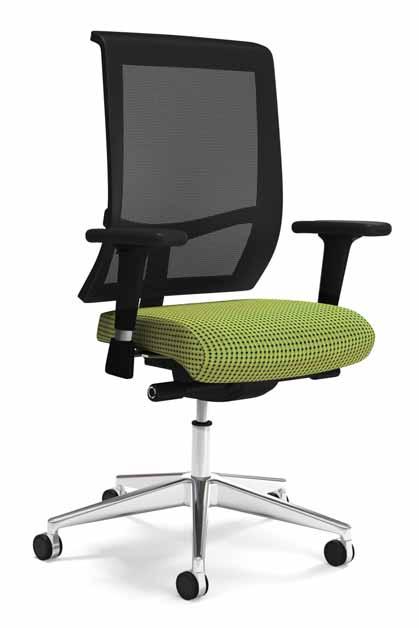 Black or Chrome base. Black mesh or upholstered back. Class 4 chair cylinder. Available with or without adjustable arms. Meets or exceeds ANSI/BIFMA standards.