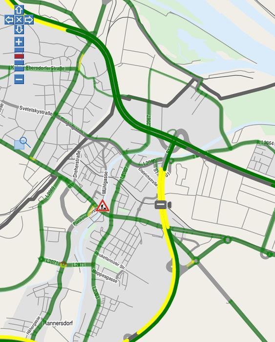 dynamic traffic map motorways + highways: traffic map detected by ASFINAG