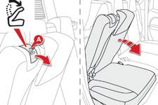 Comfort Fully-folded position 3 F Move the corresponding front seat forward if necessary. F Put the rear seat in the fully back position. F Place the head restraints in the low position.
