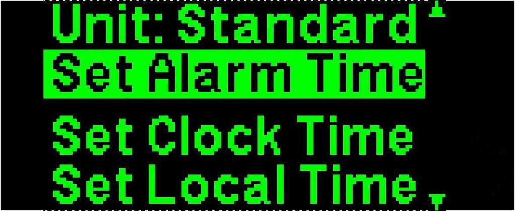 When in the setting menu, scroll through the list of menu items to "Alarm". Set Hour/Minutes 5. To exit the screen, rotate the MCS to Exit, then press the MCS. Set Alarm Time.
