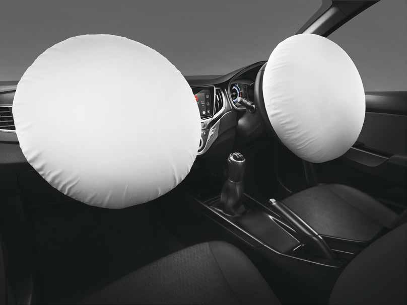 DUAL FRONT AIRBAGS Mitigate collision forces in the event of a frontal impact.