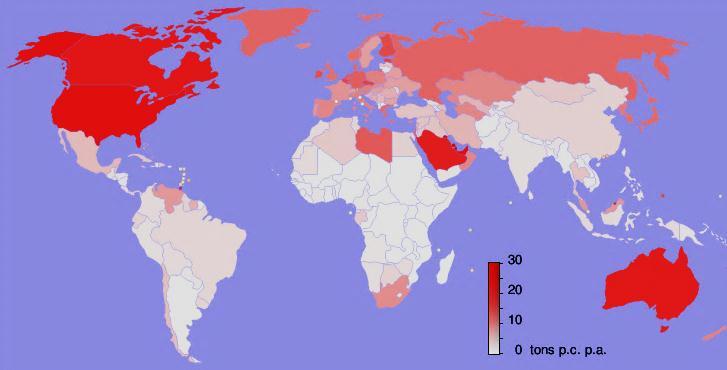 Russia CO2 emitted per person: The map shows how