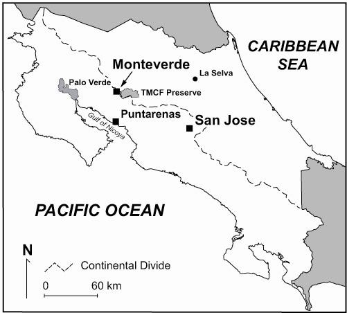 1 Introduction 1.1 Climate Monteverde, Costa Rica (84 48 W Long., 10 18 N Lat., see Figure 1) lies on the leeward side of the Continental Divide on the Cordillera de Tilarán.
