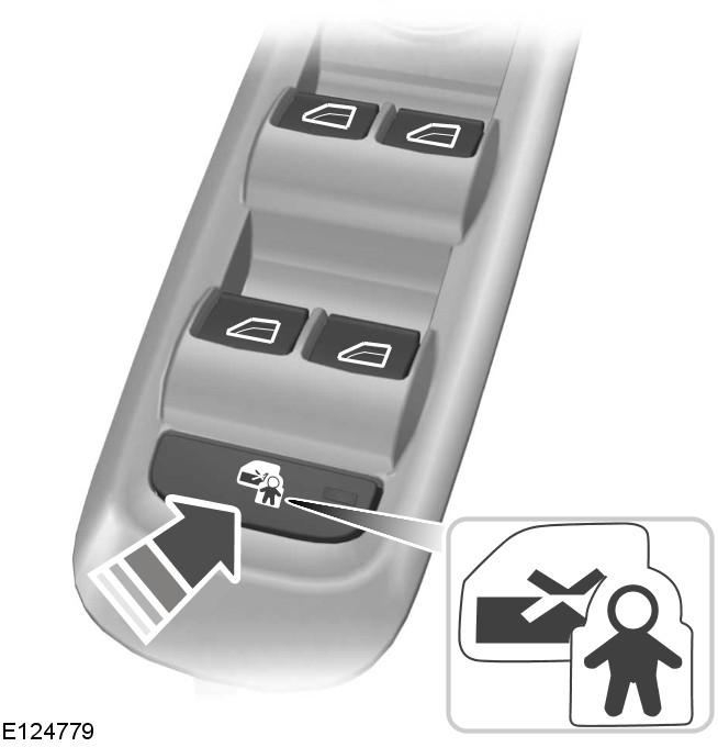 The childproof locks are located on the rear edge of each rear door and must be set separately for each door.