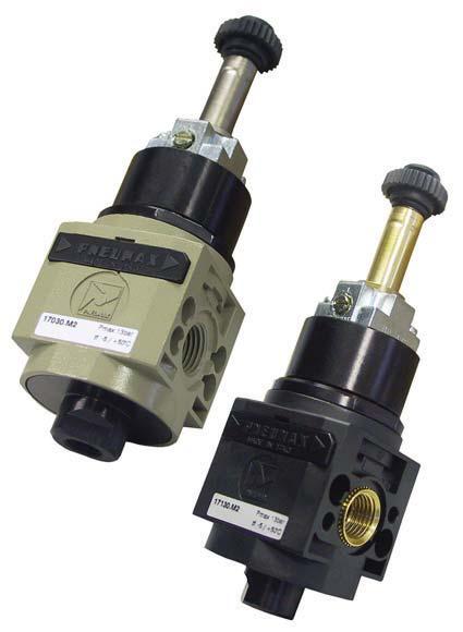 Series 1700 Air Service Units Shut-off valve 17v0.t 0 = Zinc alloy body 1 = Technopolymer body TYPE M2 = Electric with M2 t M2/9 = Electric with M2/9 - ways poppet valve, electric control.