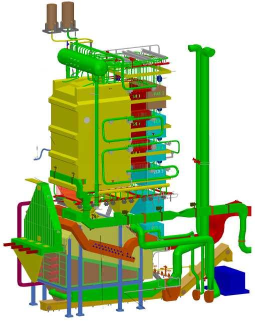 Biomass grate boilers OSr-20 CHP KIELCE OSr-20 Main boiler parameters: Steam capacity: 20 (25) t/h Steam