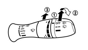 To turn the rain-sensing auto wiper system off, push up the lever to the OFF position, or pull down the lever to them (LO) orm (HI) position.