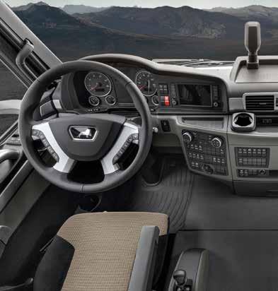 The look of the cab interior can also be customised with up to three optional variants for the all-round trim strips (brushed aluminium, Net-Black and wood).