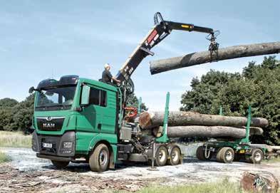LONG LOGS SAFELY ON THE WAY. The logs can measure up to 23 metres in long-timber transportation.
