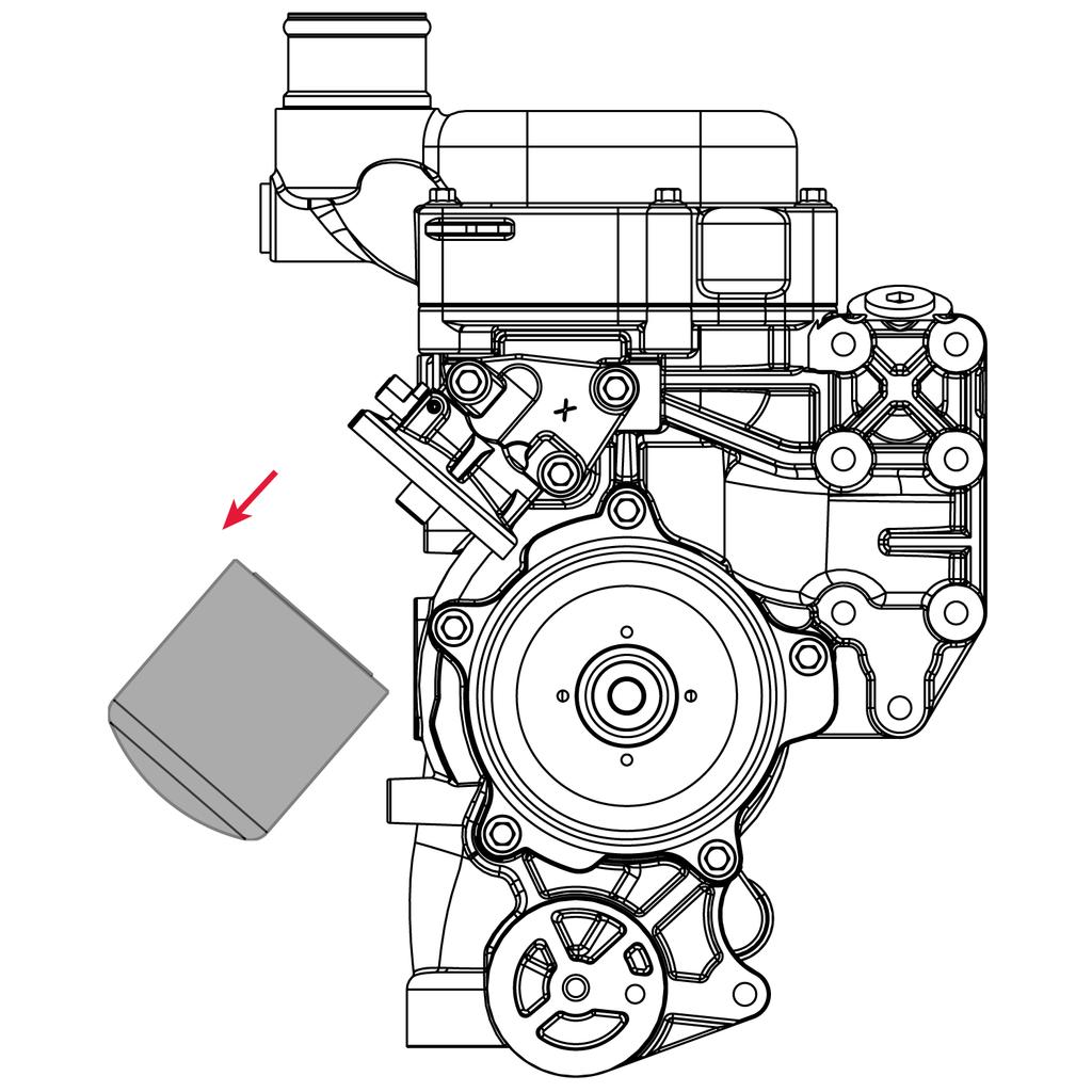 Maintenance Procedures Removal 4. Remove the coolant filter by rotating it counter-clockwise. Use a filter wrench to remove. A small amount of coolant could leak out when the filter is loosened.