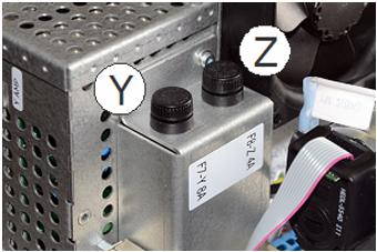 4 Y/Z fuses Y Amplifier Location Fuse Location 1 Y-amplifier unit 2 TCU Z-axis motor Procedure 1. 2.. 4.